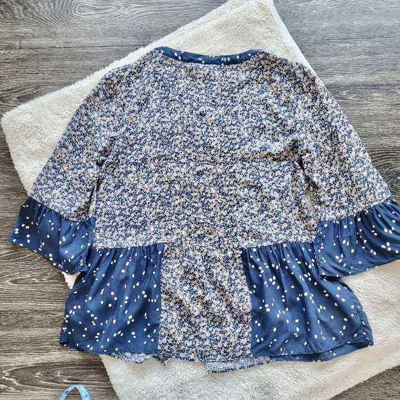 Anthropologie Maeve Hiver Floral Print Blouse in Navy Blue Size 2 - Picture 7 of 12